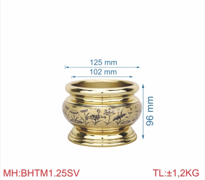 bát hương trơn mới 1T25 sen vàng