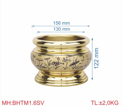 Bát hương trơn mới 1T6 sen vàng