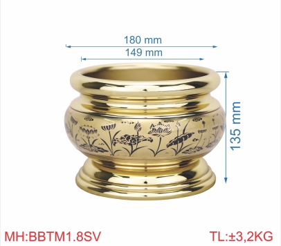 Bát hương trơn mới 1T8 sen vàng