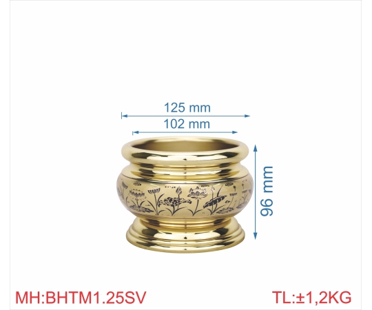 bát hương trơn mới 1T25 sen vàng