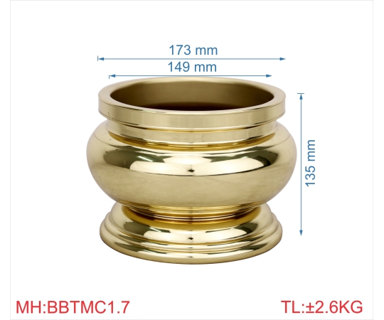 Bát hương trơn miệng cạnh 1T7