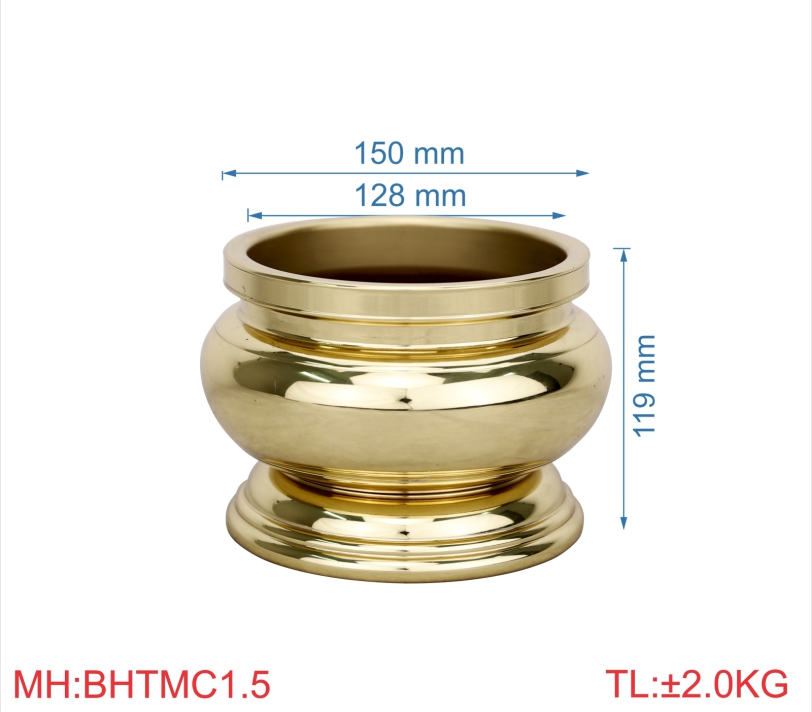 Bát hương trơn miệng cạnh 1T5
